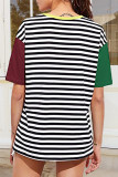 Fashion Casual Patchwork Split Joint O Neck T-Shirts