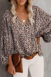 Fashion Casual Print Split Joint V Neck Tops
