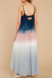 Fashion Street Tie Dye Split Joint Spaghetti Strap Irregular Dresses