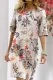 Elegant College Floral Patchwork O Neck Printed Dress Dresses