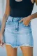 Street Solid Lace Ripped Denim Skirts