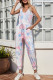 Fashion Casual Tie Dye Frenulum O Neck Regular Jumpsuits