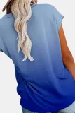 Casual Street Gradual Change Split Joint Pocket O Neck T-Shirts