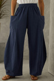 Casual Solid Pocket Loose Solid Color Bottoms