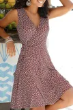 Elegant Floral Basic With Belt V Neck A Line Dresses