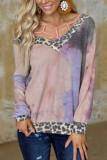 Fashion Casual Print Split Joint V Neck Tops