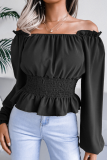 Fashion Elegant Solid Split Joint Flounce Off the Shoulder Tops(5 Colors)