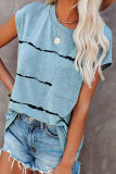 Fashion Street Striped Split Joint O Neck T-Shirts