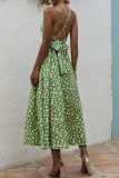 Fashion Casual Print Split Joint V Neck A Line Dresses