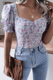 Fashion Casual Solid Split Joint Square Collar Tops