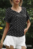 Fashion Street Polka Dot Split Joint V Neck T-Shirts