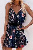 Fashion Street Print Split Joint V Neck A Line Dresses