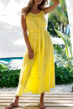 Fashion Sweet Solid Split Joint Spaghetti Strap A Line Dresses