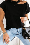 Casual Solid Hollowed Out O Neck T-Shirts