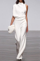 Fashion Street Solid O Neck Straight Jumpsuits(3 Colors)
