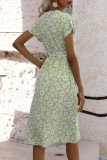 Fashion Street Print Split Joint V Neck A Line Dresses
