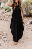 Casual Solid Backless Halter A Line Dresses