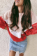 Casual Color Lump Patchwork Contrast O Neck Tops