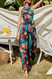 Fashion Elegant Floral Patchwork Halter Dresses