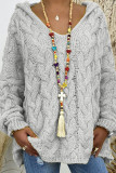 Fashion Street Solid Patchwork Hooded Collar Tops