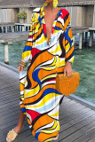 Fashion Sexy Print Patchwork V Neck Straight Dresses