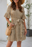 Fashion Simplicity Print Patchwork V Neck A Line Dresses