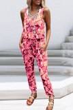 Casual Camouflage Print Patchwork O Neck Harlan Jumpsuits