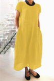 Casual Street Solid Pocket O Neck Short Sleeve Dress Dresses
