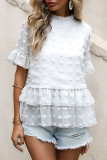 Fashion Street Solid Split Joint O Neck Tops