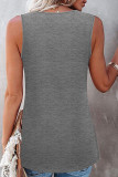 Fashion Casual Solid Split Joint O Neck Tops