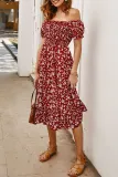 Fashion Street Print Split Joint Off the Shoulder A Line Dresses