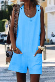 Fashion Casual Solid Patchwork O Neck Loose Rompers