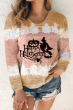 Casual Print Patchwork Basic O Neck Tops
