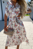 Fashion Elegant Floral Frenulum V Neck A Line Dresses