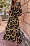 Fashion Bohemian Print Slit V Neck Waist Skirt Dresses