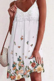 Fashion Sweet Print Split Joint Spaghetti Strap A Line Dresses