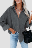 Casual Street Solid Buckle Turndown Collar Tops