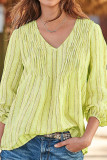 Fashion Casual Striped Split Joint V Neck Tops