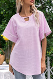 Fashion Simplicity Solid Split Joint O Neck T-Shirts