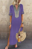 Fashion Celebrities Print Patchwork V Neck Printed Dress Dresses