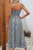 Sexy Vacation Leopard Patchwork V Neck Sling Dress Dresses
