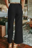 Casual Solid Frenulum Solid Color Straight Mid Waist Wide Leg Solid Color Bottoms