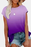Casual Street Gradual Change Split Joint Pocket O Neck T-Shirts
