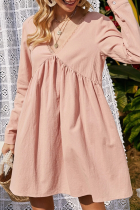 Casual Solid Frenulum Backless V Neck Princess Dresses