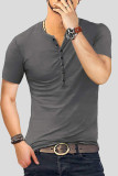 Fashion Casual Solid Basic V Neck Men's Tops