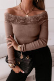 Fashion Sexy Solid Lace Off the Shoulder Tops