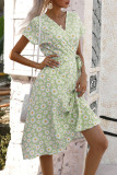 Fashion Street Print Split Joint V Neck A Line Dresses