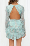 Fashion Casual Print Backless O Neck A Line Dresses