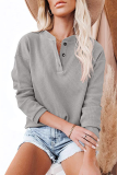 Casual Solid Buckle O Neck Tops(6 Colors)