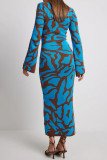 Casual Animal Print Contrast O Neck A Line Dresses